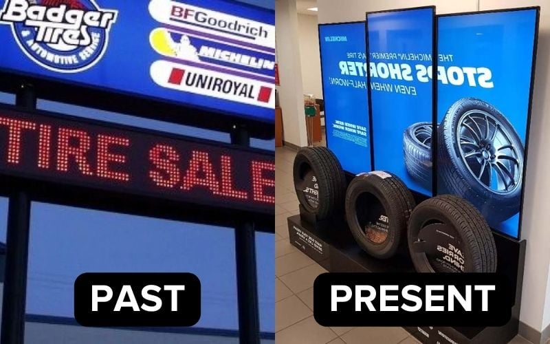 past and present digital signs